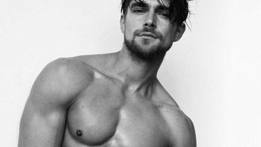 German model Mike Pishek posing for photographer Darren Black.