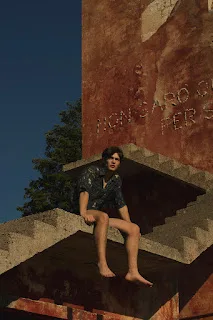 Cosimo Miccolis wearing relaxed menswear in Golden Hour
