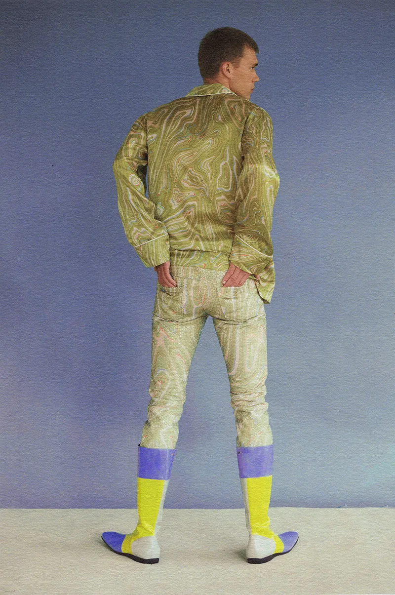 Gleb Abrosimov in a colorful fashion image from Come As You Are