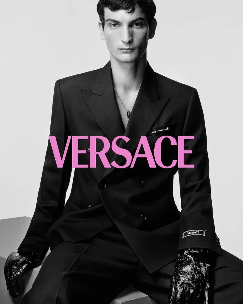 INYIM Media Fashion Campaign:  Starring Models Luca Lemair Shot By By Ilya Lipkin For Versace F/W 2023 TAILORING & LEATHER.