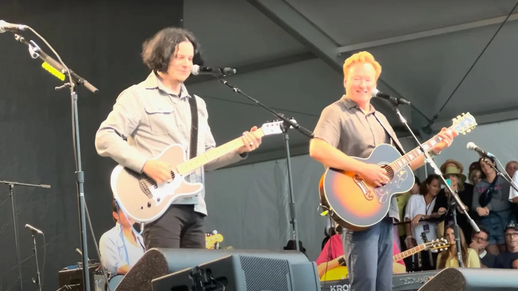 King Of Comedy Conan O’Brien Played Newport Folk Fest W/ Jack White, Mavis Staples, Triumph The Insult Comic Dog.