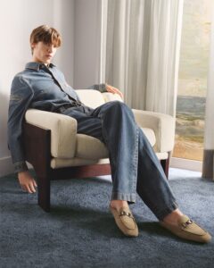 Nino Gherzi Strikes A Pose For Ferragamo’s Pre-fall 2025 Collection.