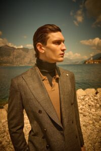 Decorous Model Aleksander Dynowski For F/W 25 Luigi Bianchi Sartoria Campaign.