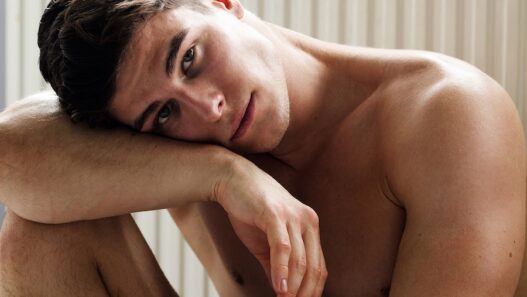 Model Dominik Togyela in a cinematic portrait photographed by Ben Sabo.