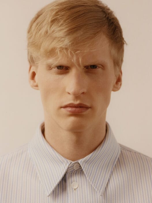 Model Marcin Smorawiński photographed by Greg Mikrut in a stripped-back studio portrait