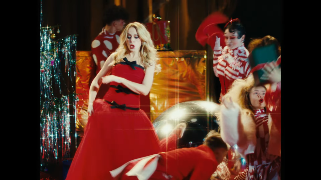 Kylie Minogue in glitter visuals for “XMAS” official video