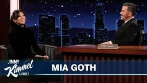Mia Goth Wears Chic Black Dress to Promote ‘Frankenstein’ on ‘Jimmy Kimmel Live!’