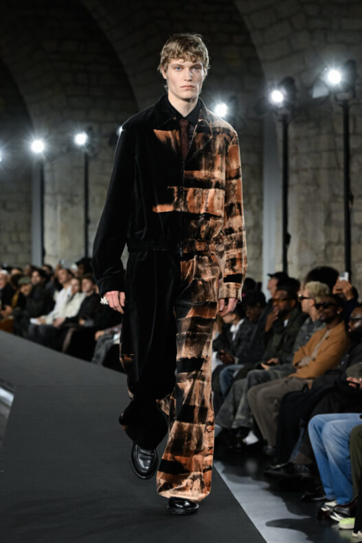 Model wearing TAAKK FW26 look inspired by Jōmon culture