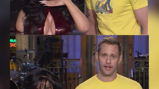Cardi B and Alexander Skarsgård in their playful SNL promo for the upcoming episode