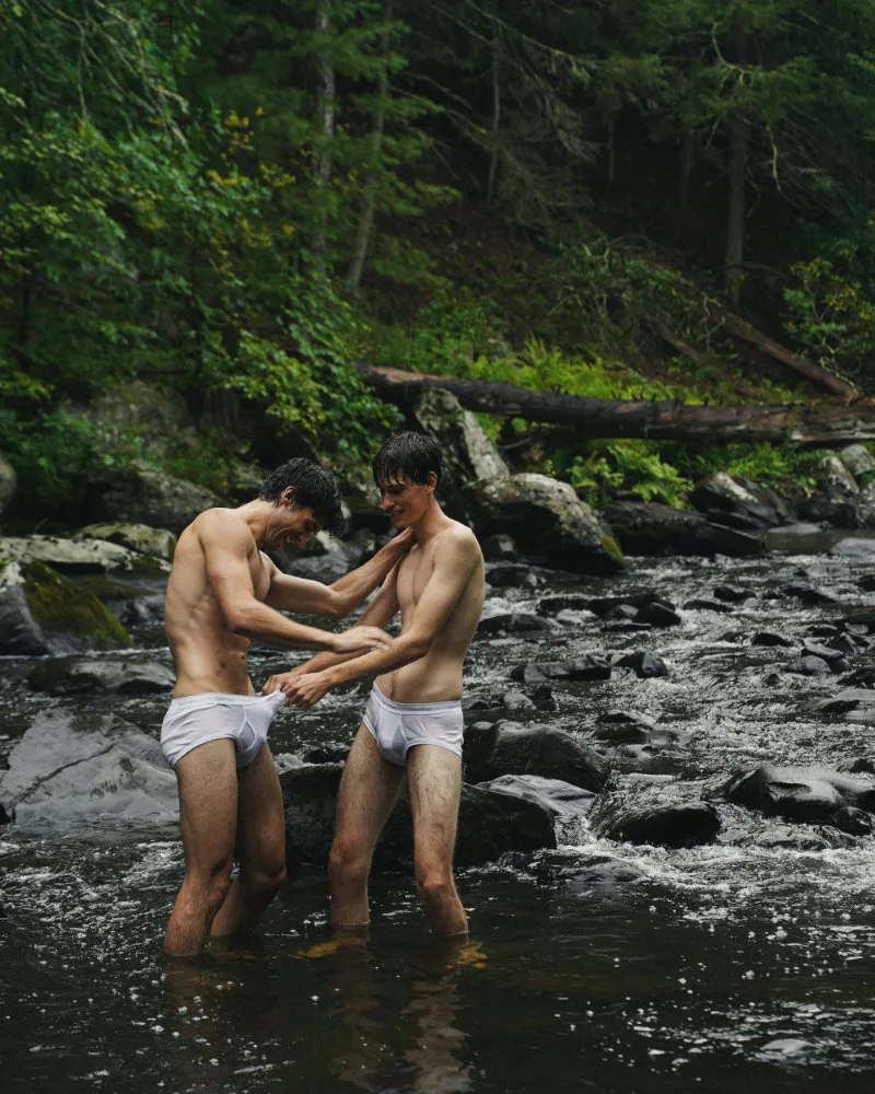 Aleksander Prus and Luke Kitlen in The Cottage editorial photographed by Marcus Derricotté, gallery frame 11.