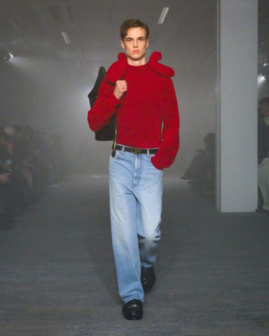 Model wearing Doublet FW26 AIR collection runway look