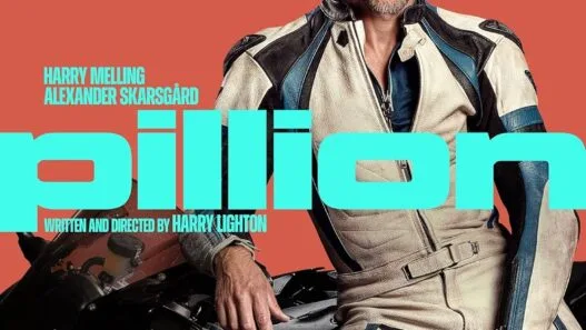 Alexander Skarsgård and Harry Melling in a tense moment from A24’s Pillion trailer