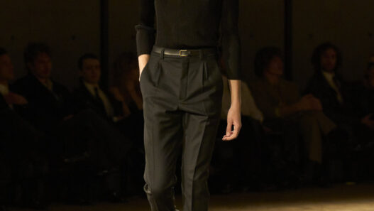 Saint Laurent FW26–27 runway presentation at the Bourse de Commerce