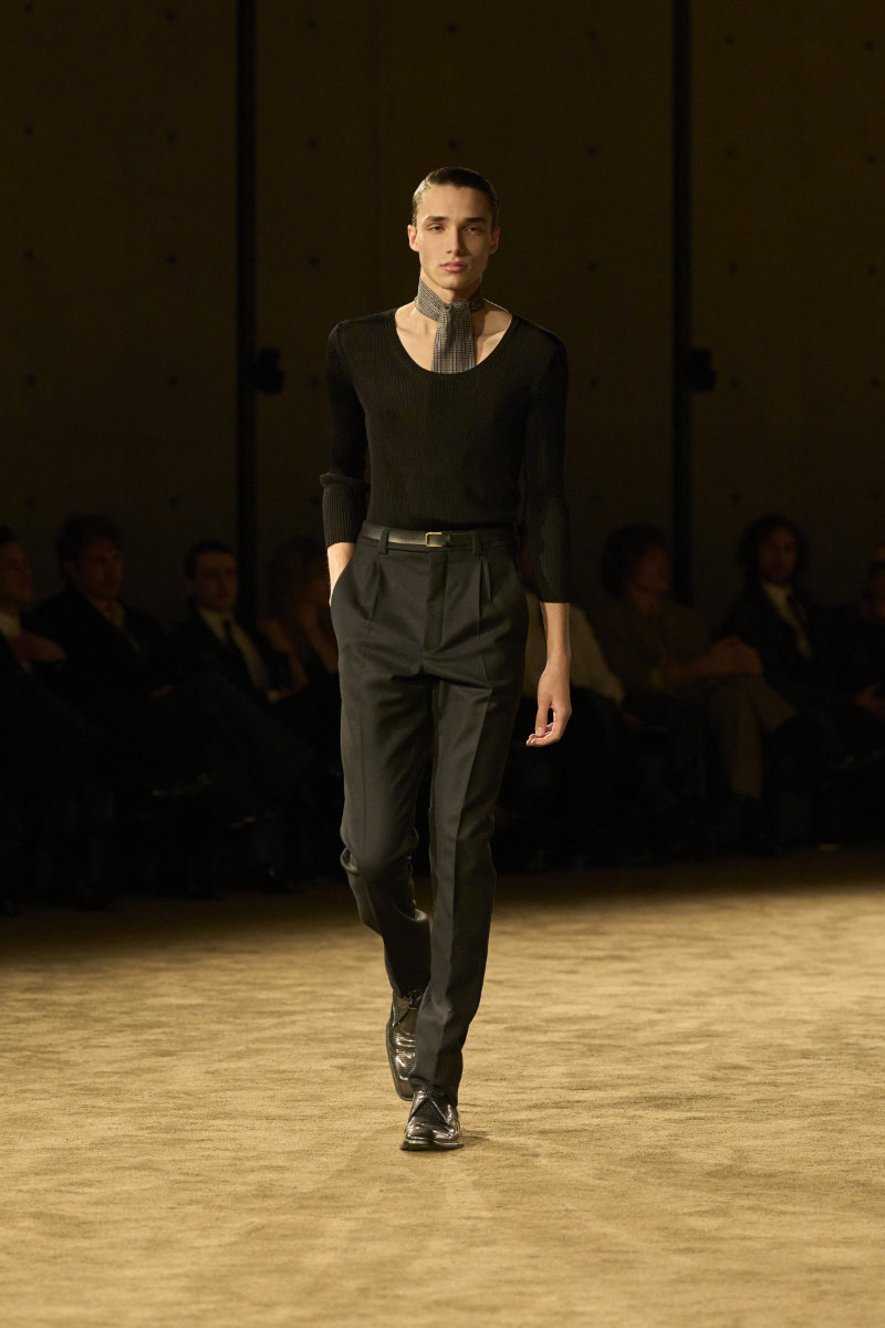 Saint Laurent FW26–27 runway presentation at the Bourse de Commerce