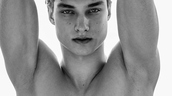 Model Samuel Trif in salty saucy editorial shot by Ferran Casanova