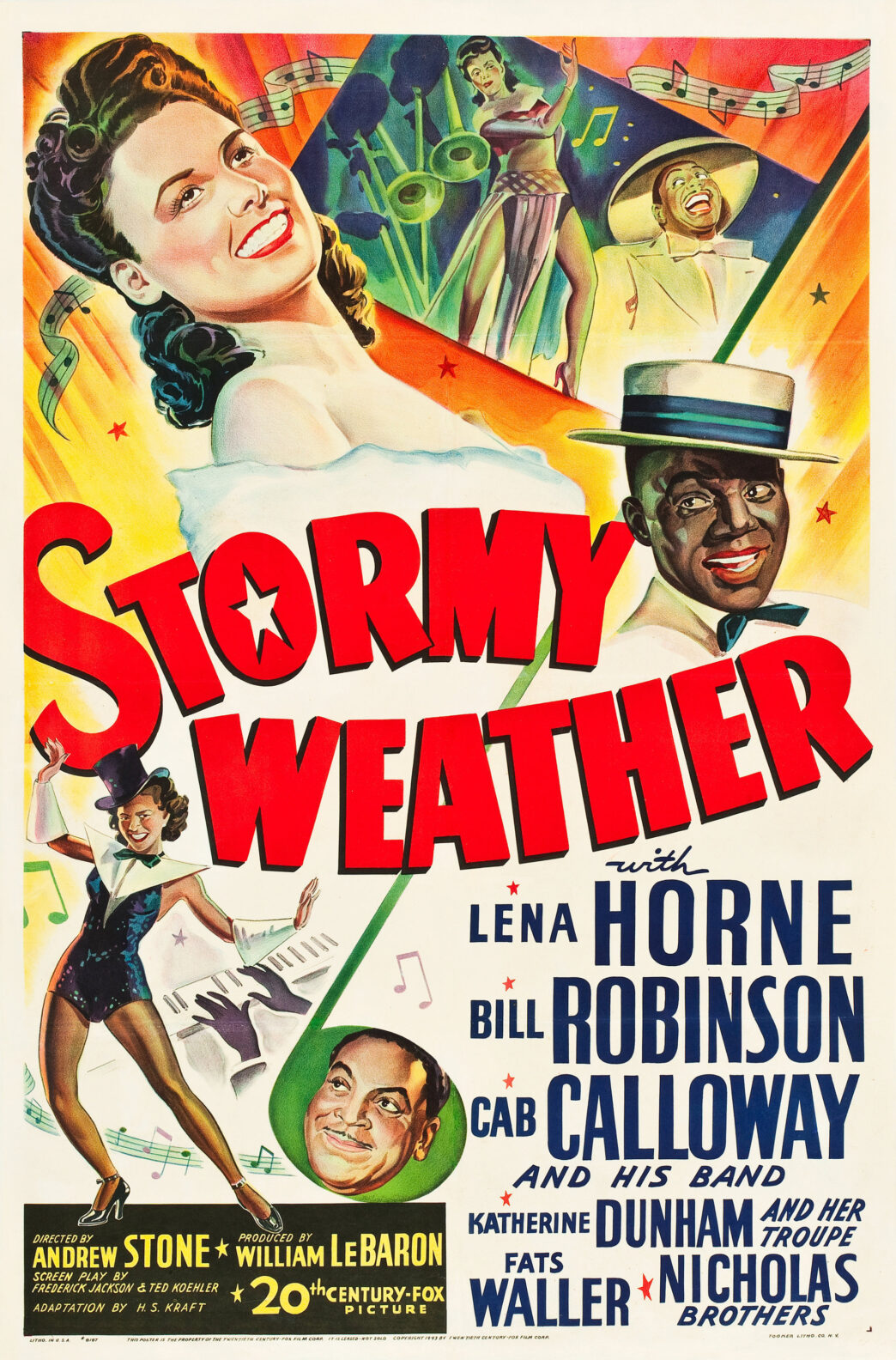 Fats Waller performing “Ain’t Misbehavin’” in Stormy Weather with Lena Horne and Bill Robinson theatrical poster