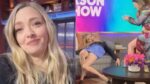 Amanda Seyfried and Kelly Clarkson singing together on talk show couch