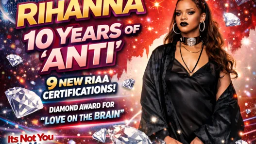 Rihanna celebrating the 10th anniversary of ANTI with new RIAA certifications