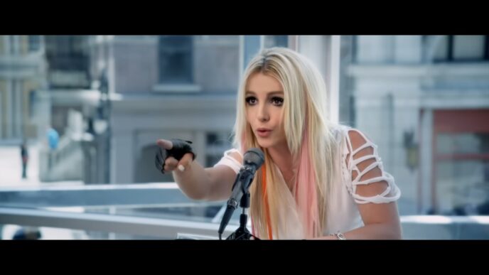 Britney Spears in a screenshot from the “I Wanna Go” music video