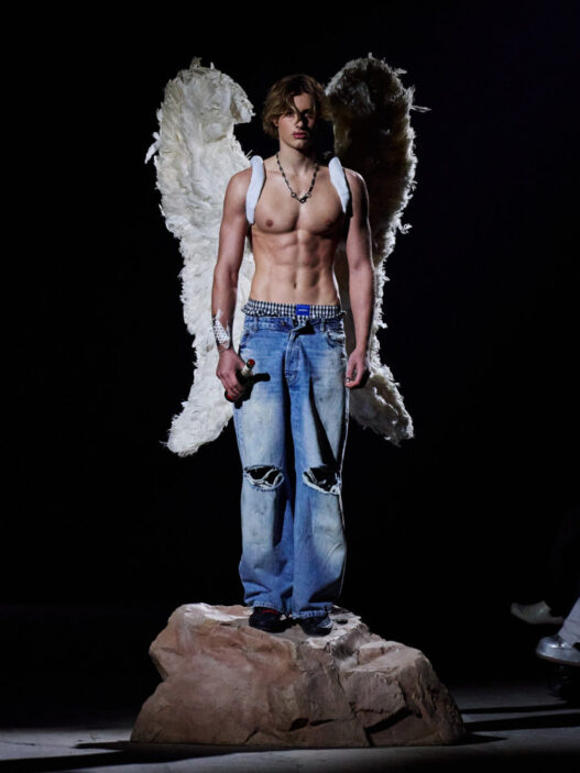 Full‑body shot showcasing Portrush‑influenced FW26 silhouette