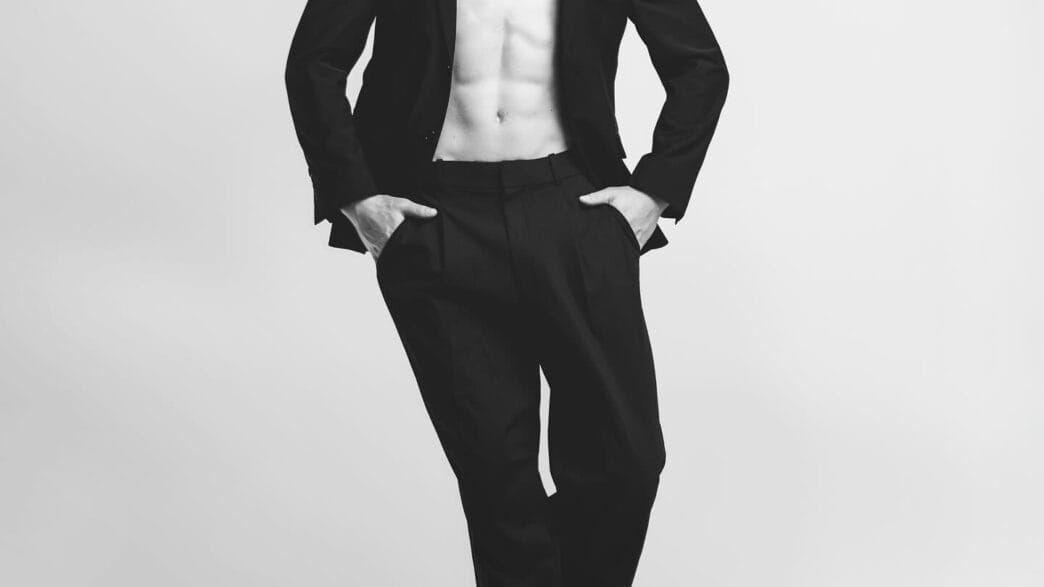 Model Gabriel Gray photographed by Tyler Molinari in a moody, smoldering editorial portrait