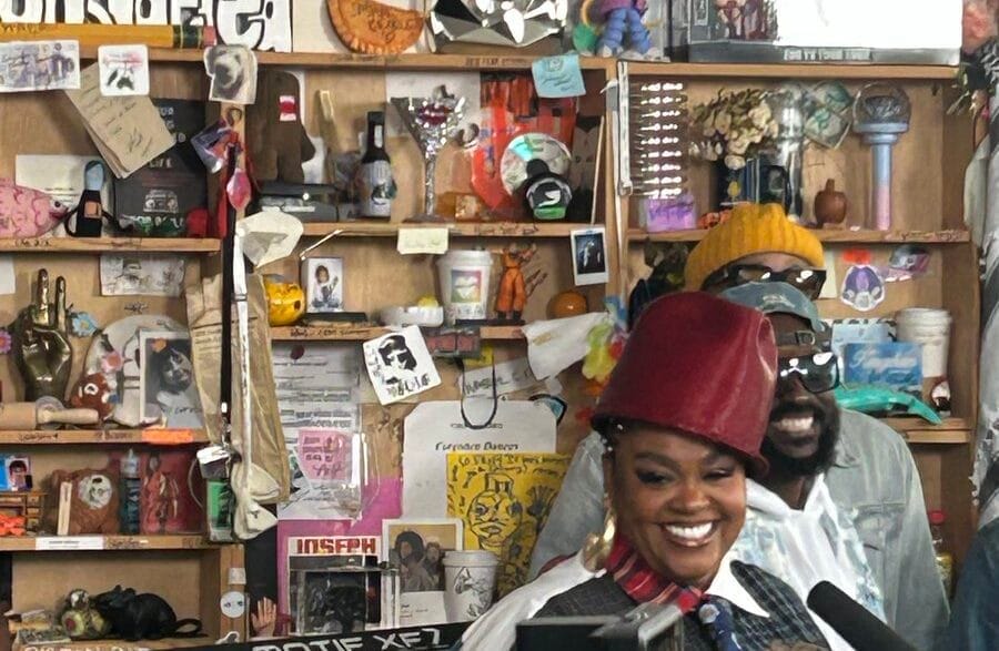 Jill Scott performing her long‑awaited Tiny Desk Concert, celebrating her new album.