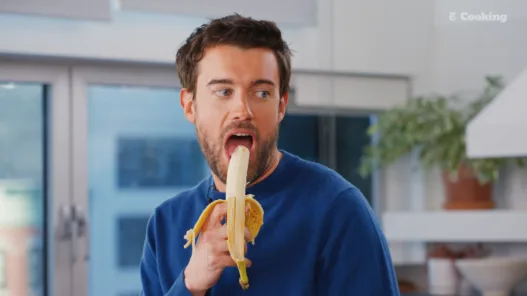 Jack Whitehall reacting while cooking