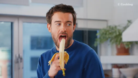 Jack Whitehall reacting while cooking