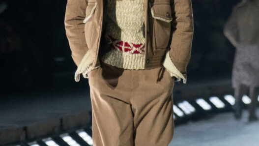 Model wearing Moncler Grenoble Fall/Winter 2026 outerwear