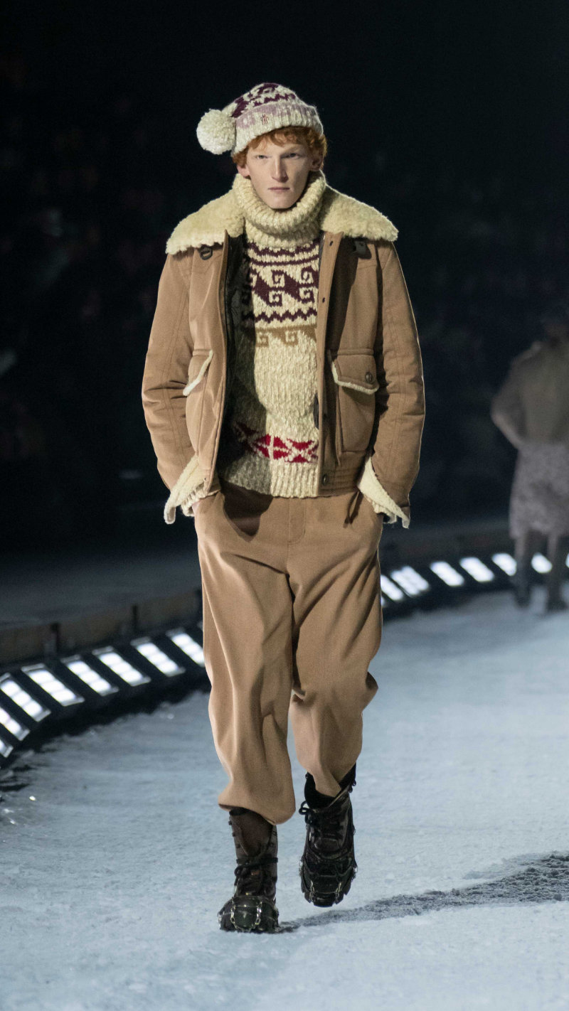 Model wearing Moncler Grenoble Fall/Winter 2026 outerwear