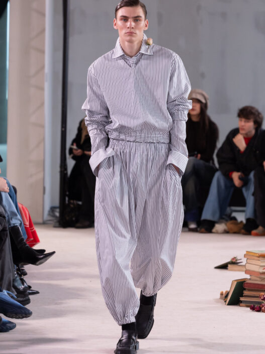 MARKE F/W 2026 “The Owl” runway look with sculptural tailoring