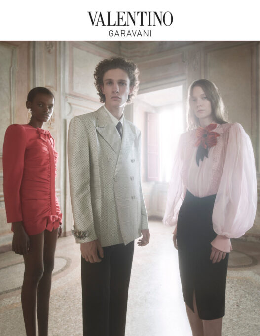 Valentino “Fireflies” campaign visual showing dreamy, cinematic lighting and romantic silhouettes.