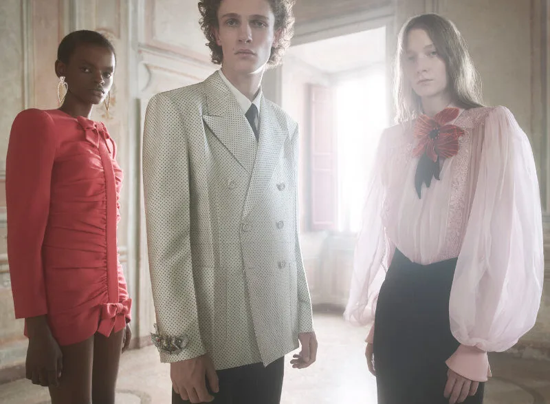 Valentino “Fireflies” campaign visual showing dreamy, cinematic lighting and romantic silhouettes.