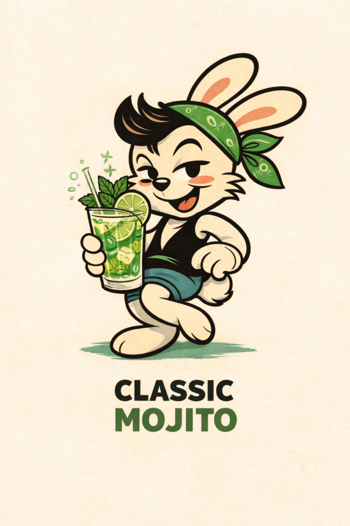 Classic mojito cocktail with fresh mint and lime served in a highball glass for Super Bowl game day