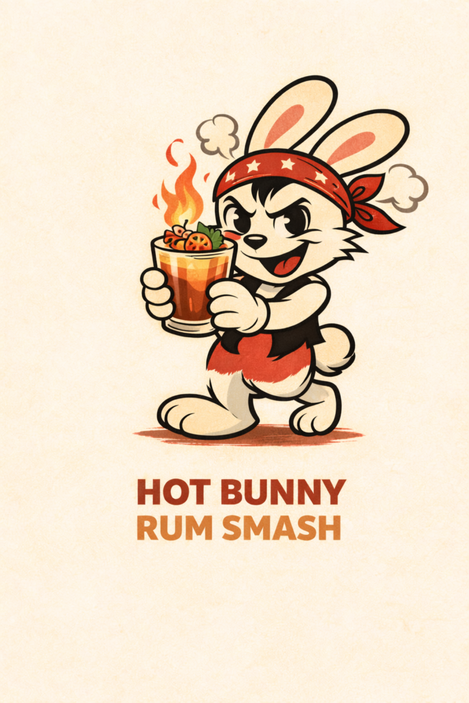 Spicy rum smash cocktail with habanero and citrus served over ice for a Super Bowl party