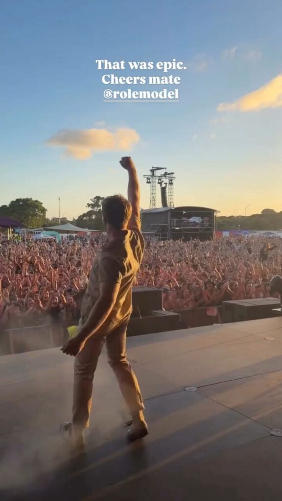 Robert Irwin performing the worm on stage during Laneway Festival in Perth