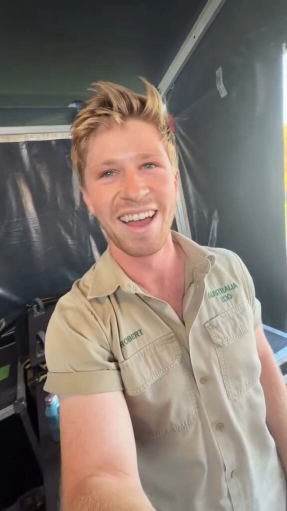 Robert Irwin laughing backstage at Laneway Festival 2026 in Perth