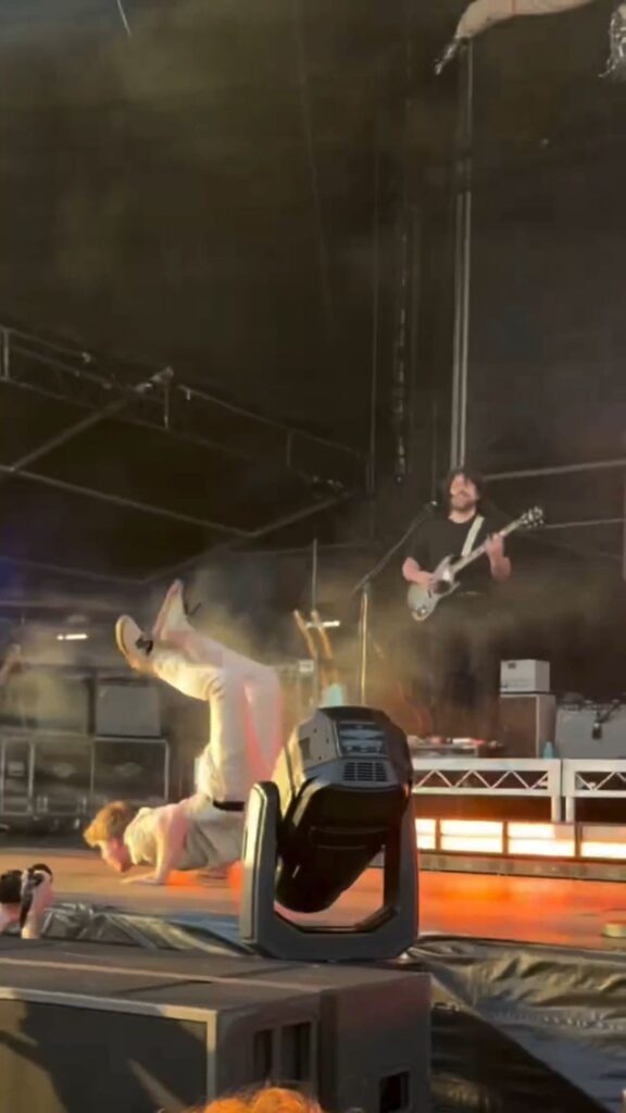 Robert Irwin performing the worm on stage during Laneway Festival in Perth