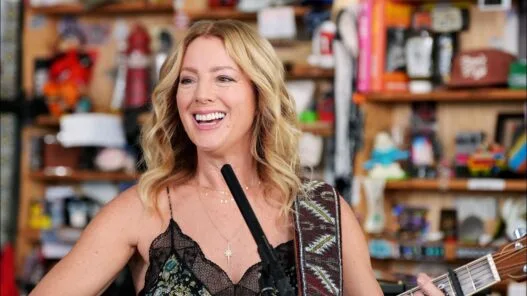 Sarah McLachlan performing during her Tiny Desk Concert, delivering an intimate live set.