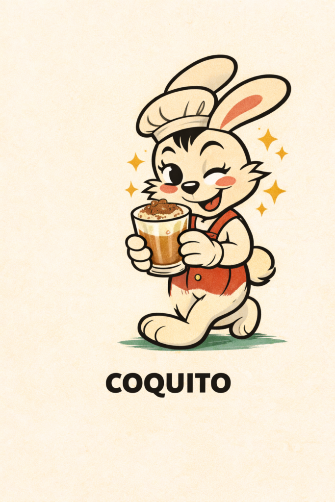 Traditional Puerto Rican coquito made with coconut milk, rum, and cinnamon served cold in a glass