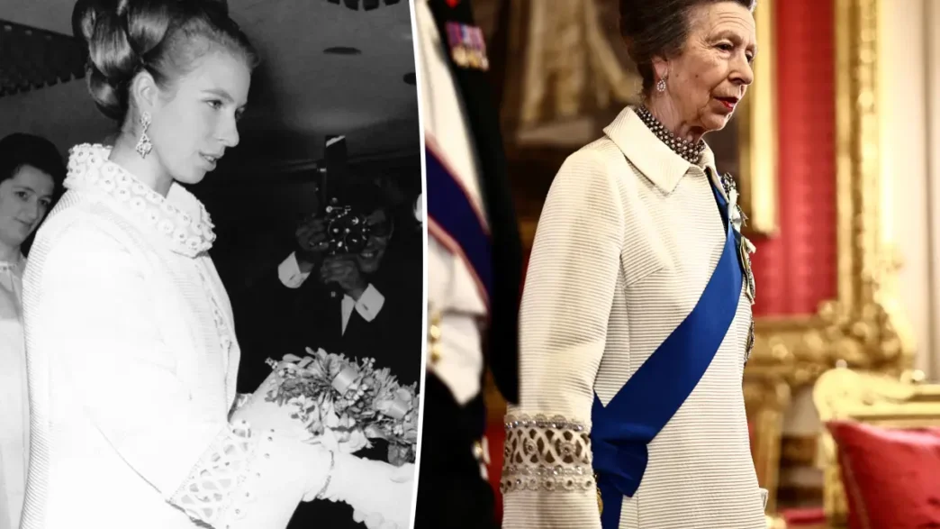 Princess Anne wearing her cream coat dress from 1969 at the Nigerian State Banquet.