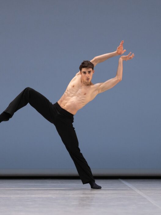 William GYVES performing his contemporary variation at the Prix de Lausanne 2026 Finals, captured mid‑movement by photographer Gregory Batardon.