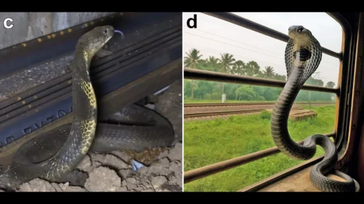 King cobra spotted inside an Indian railway station during a rise in unexpected snake sightings.