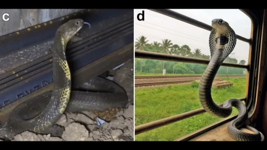 King cobra spotted inside an Indian railway station during a rise in unexpected snake sightings.