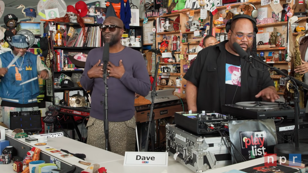 De La Soul performing their Tiny Desk Concert set with Maseo and Posdnuos front and center