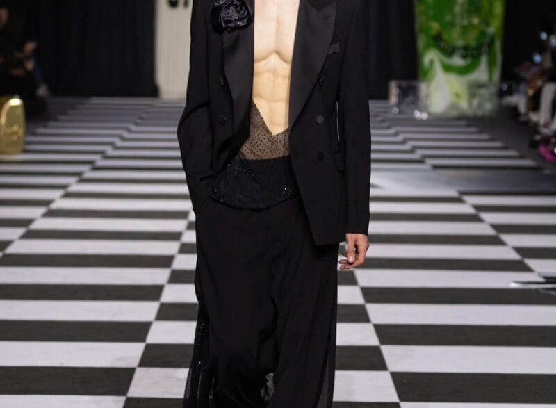 GCDS presenting its 10th‑anniversary “What’s in My Bag?” runway theme at Milan Fashion Week
