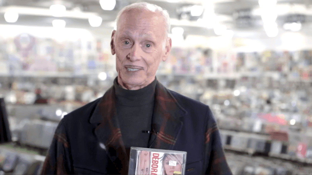 John Waters browsing records at Amoeba Music for “What’s In My Bag?”