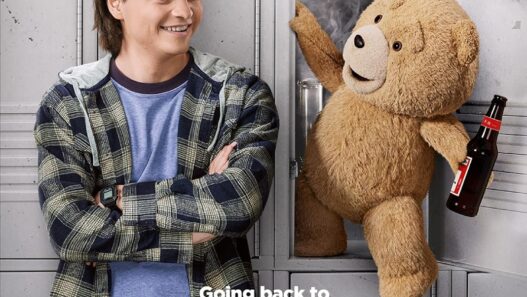 The theatrical poster for Peacock’s “Ted” series featuring the foul‑mouthed teddy bear in his signature comedic pose.