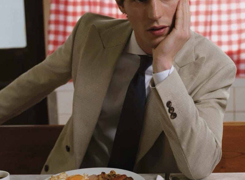 Kit Butler modeling the Mango Tailored collection designed by Richard James