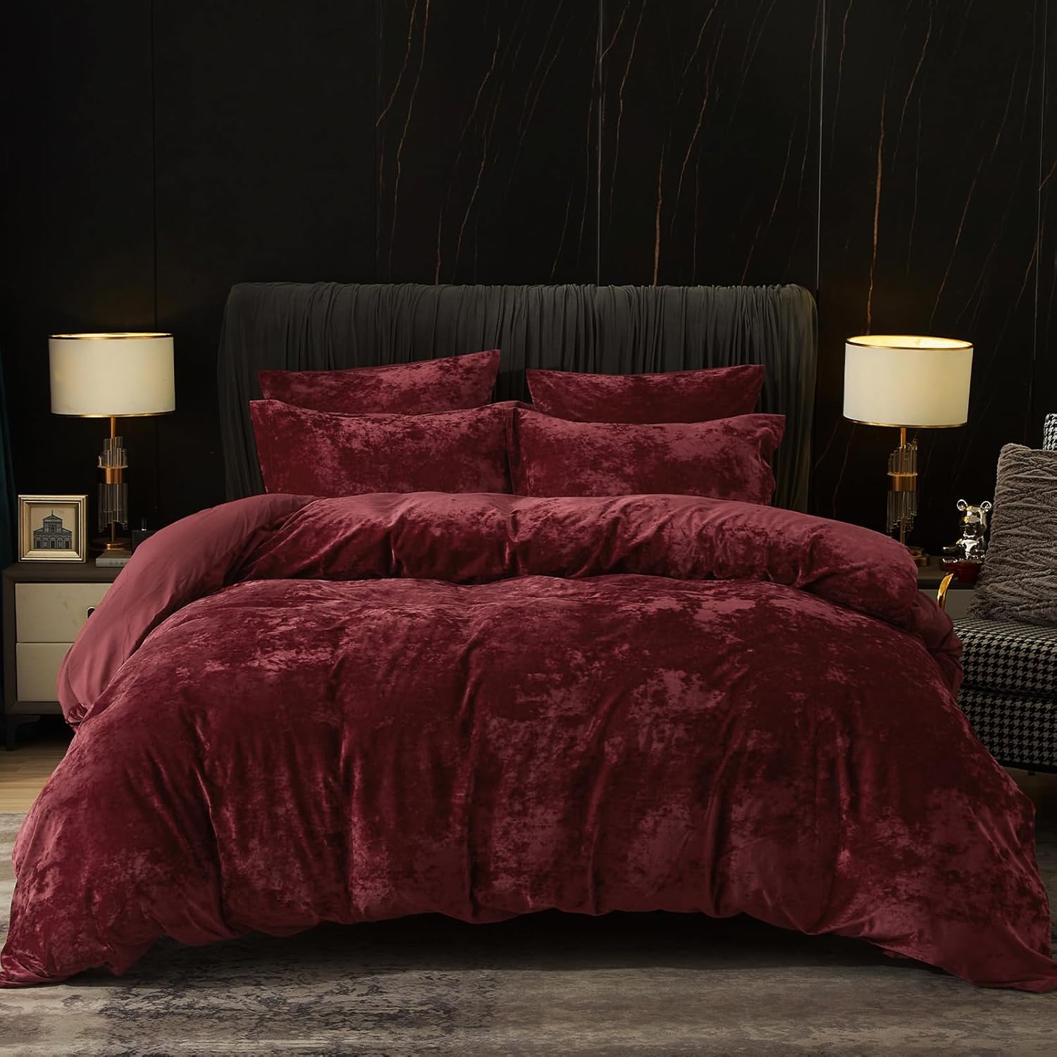 PHF velvet duvet styled on a bed